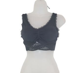 Zenn Instant Lift Front Cross Side Buckle Lace Bra Adjustable size L Black NEW